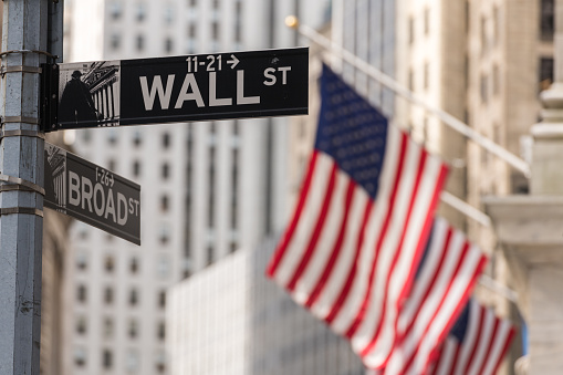 New York Wall Street sign.