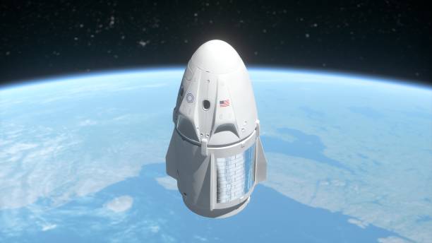 Spaceship on low earth orbit. Space travel and transportation concept