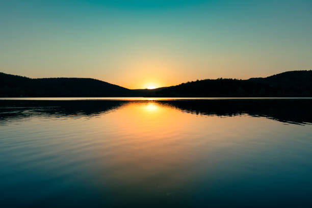 Sunset at the lake landscape