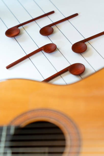 istock music notes made from wood. Hand made spoon 1255244028