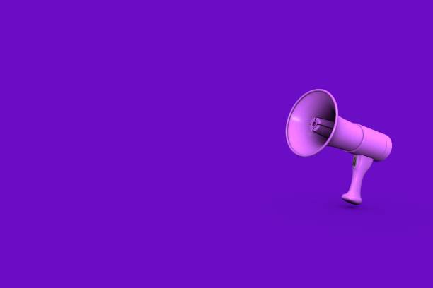 istock 3D Purple Megaphone on Purple Background 1255244133