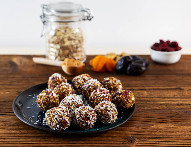istock Various homemade raw vegan balls on the plate. 1255249122