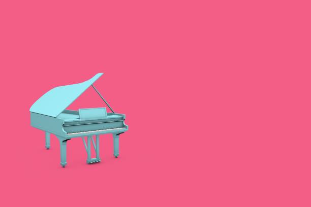 istock 3D Turquoise Grand Piano On Pink Background 1255253194