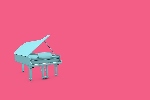3D Turquoise Grand Piano On Pink Background