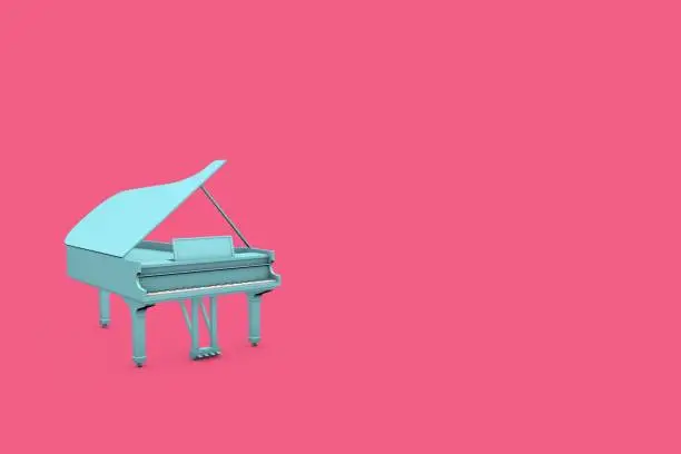 Photo of 3D Turquoise Grand Piano On Pink Background