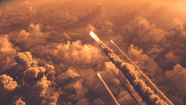 meteore fliegen über die wolken - meteor fireball asteroid comet stock-fotos und bilder