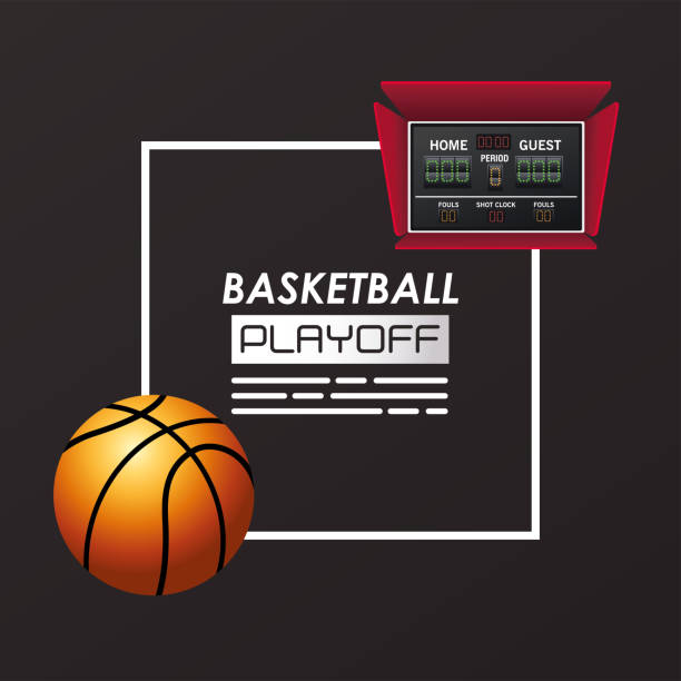 basketball sport poster with balloon and scoreboard basketball sport poster with balloon and scoreboard vector illustration design nba free betting cash back stock illustrations