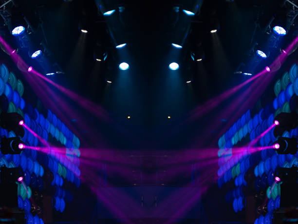 istock Abstract texture background for design. Stage light and smoke on stage, lighting and spotlights. 1255261334