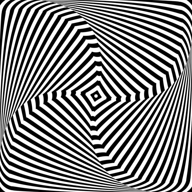 istock Illusion of twisting movement. Lines texture. Abstract op art design. 1255268669