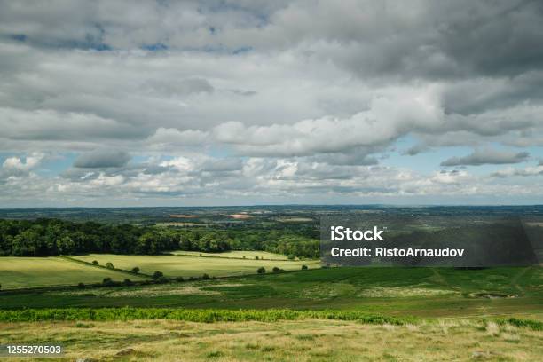 Rainy Landscape From Bradgate Park United Kingdom Stock Photo - Download Image Now - Leicester, UK, Fallow Deer
