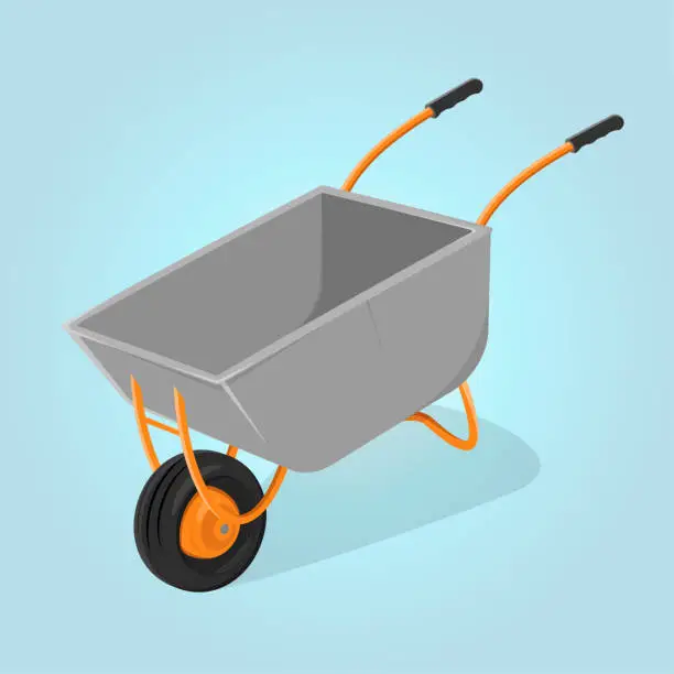 Vector illustration of funny cartoon illustration of a wheelbarrow
