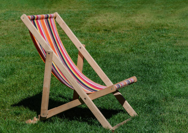istock chaise longue stands on green grass 1255272142