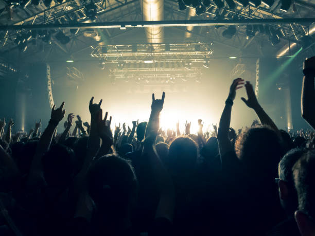 istock Concert stage, people are visible waving and clapping, silhouettes are visible 1255275130
