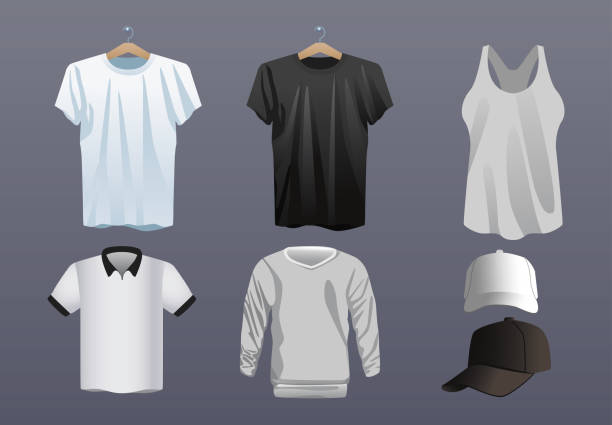 istock male coats and sport caps with shirts mockup icons 1255276626