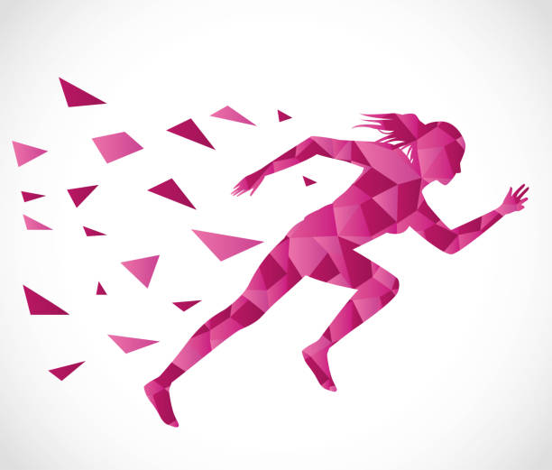 走っている運動女性のシルエット - 女性ランナー点のイラスト素材／クリップアート素材／マンガ素材／アイコン素材