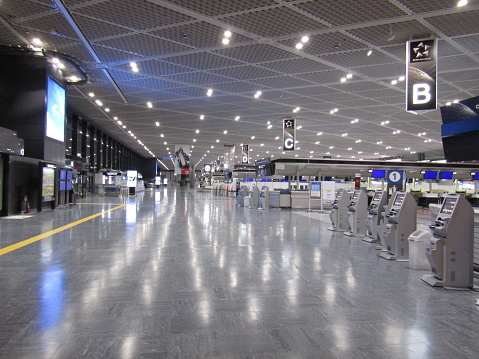 Japan. Beginning of July. Empty Narita International airport in Tokyo.