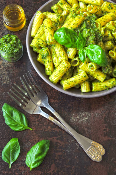 istock Pasta pesto vegan bowl. 1255285476