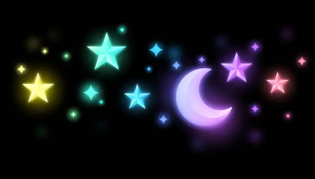 Vector illustration of Glowing Stars Night Background