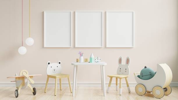 istock Interior mockup, kids room, wall frame mockup. 1255294832