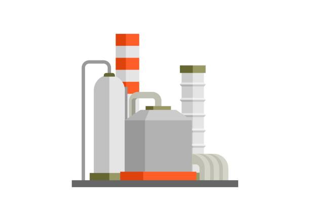 rafineria ropy naftowej. prosta płaska ilustracja - fuel storage tank stock illustrations
