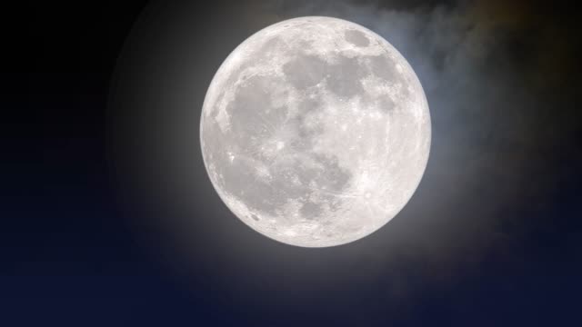 Full moon on the dark night, backgrounds night sky with moon and clouds.4k