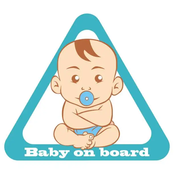 Vector illustration of Baby on board, vector illustration