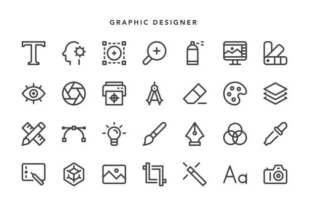 Graphic Designer Icons Graphic Designer Icons - Vector EPS 10 File, Pixel Perfect 28 Icons. eraser photos stock illustrations