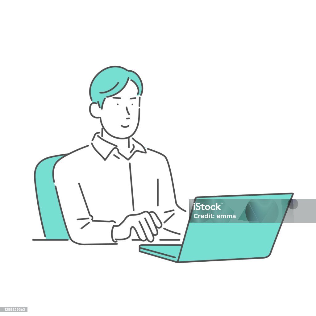 Using Pc Stock Images Using A Pc For Something Stock Illustration - Download Image Now ...