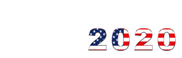 istock USA presidential election 2020 american vote, horizontal banner design on white background. Illustration. Copy space for text.Banner 1255329538