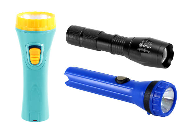 istock Electric pocket flashlight for camping on white 1255330636