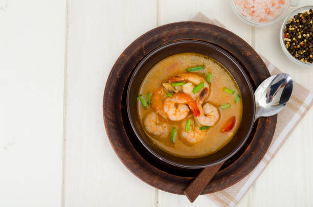 istock Spicy thai shrimp soup. Studio Photo 1255332429