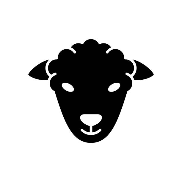 ilustrações, clipart, desenhos animados e ícones de ovelhas ou cabeça de carneiro. logotipo de contorno da pecuária - sheep lamb wool animal head
