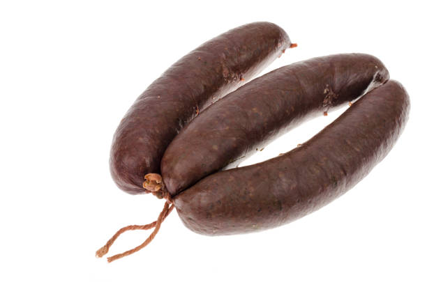 istock Black pudding isolated on white background. Photo 1255332734