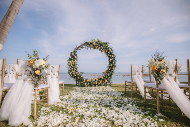 Beach Wedding setup stock photo