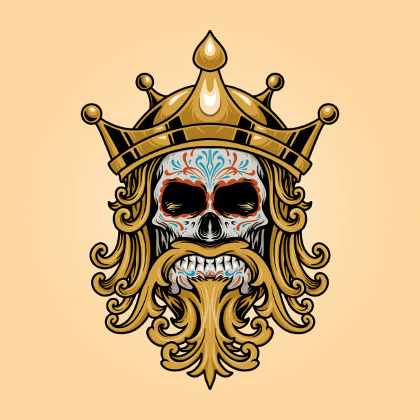 キングクラウンスカルディアデロスムエルトロゴゴールドイラスト - crown gold coat of arms king点のイラスト素材／クリップアート素材／マンガ素材／アイコン素材