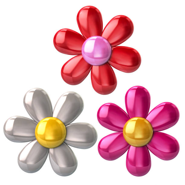 istock Three colorful flowers 3d illustration 1255341230