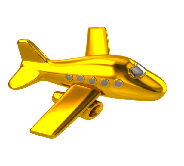 istock Golden jet aircraft 3d illustration 1255341238