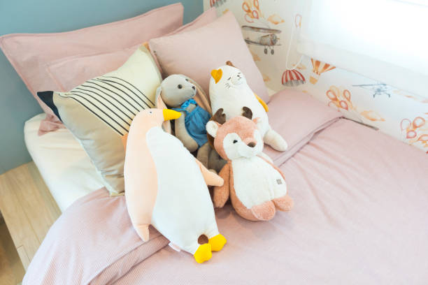 istock Many animal dolls on kid's bedroom. 1255343206