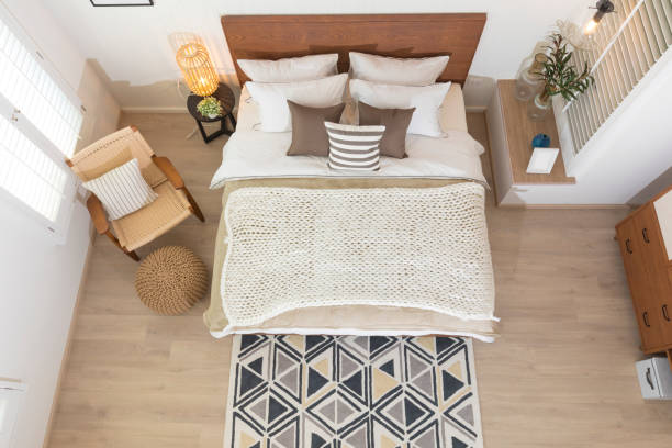 istock Interior of modern bedroom, view from the top. 1255344953