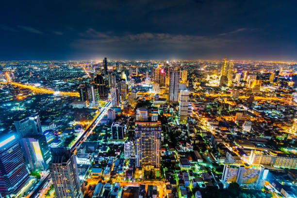 istock Bangkok city with Chao Phraya River at night, Thailand 1255345040