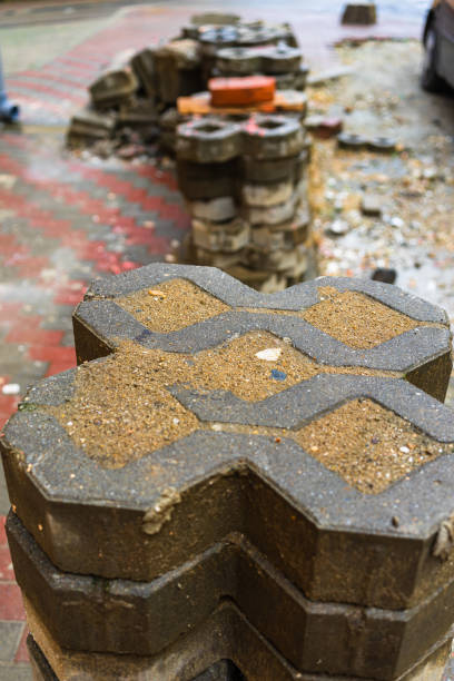 istock Materials and equipment isolated for construction at building site. 1255345998