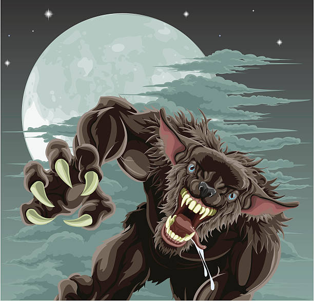 illustrations, cliparts, dessins animés et icônes de loup-garou moon illustration - hairy animal hair fantasy monster