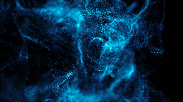 istock 3d render of abstract fractal particles field. Detailed chaotic fluid motion simulation. 1255348171