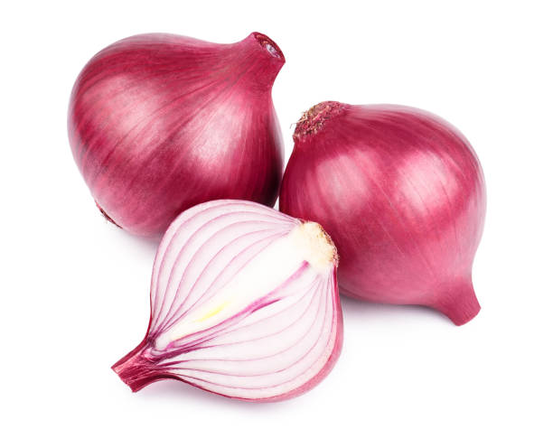 istock Group of delicious onions on white 1255355278