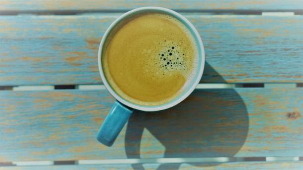 istock Top view on foam of coffee drink 1255355404