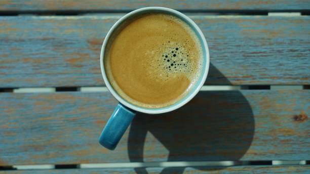 istock Top view on foam of coffee drink 1255355408
