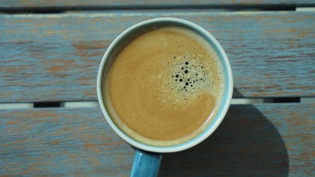 istock Top view on foam of coffee drink 1255355542