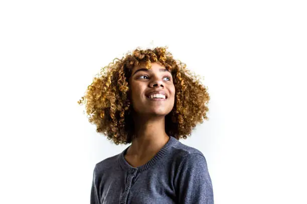 a young woman in portrait studio at home