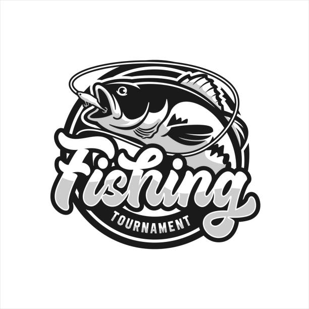 illustrazioni stock, clip art, cartoni animati e icone di tendenza di logo vector design del torneo di pesca - sport fish