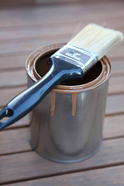 istock Paint can with brand new brush 125536185